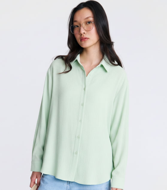 AIIZ Women's Texture Long Sleeve Shirt