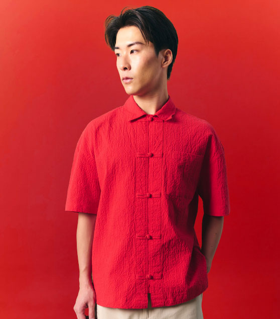 AIIZ Men's Texture Shirt with Chinese Button Knot