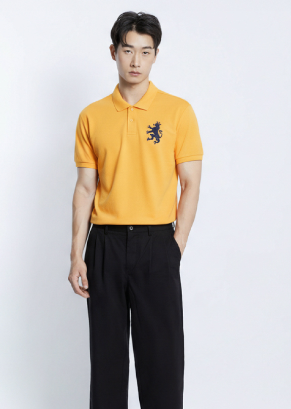 AIIZ Men's Big Lion Pique Polo Shirt