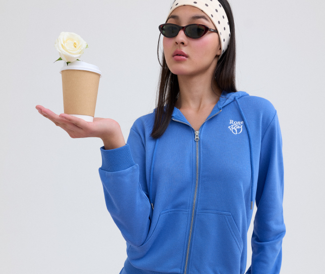 AIIZ Women's Rose Zipper Hoodie