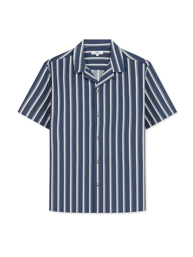 Men's Striped Camp Collar Short Sleeve Shirts
