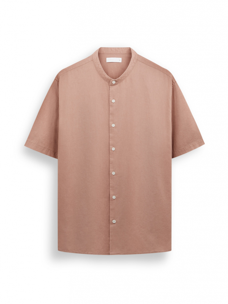 Men's Linen Blend Mandarin Shirt