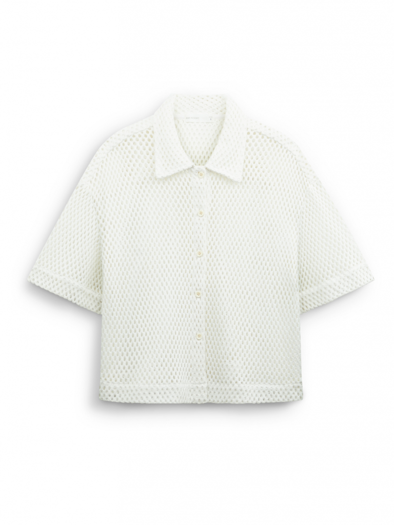 Women's Crochet-Look Short Sleeve Shirt