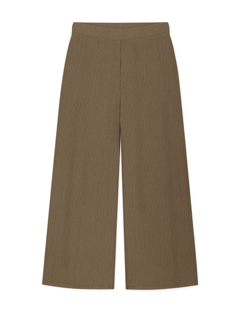 Women's Texture Elastic Waist Culottes Pants