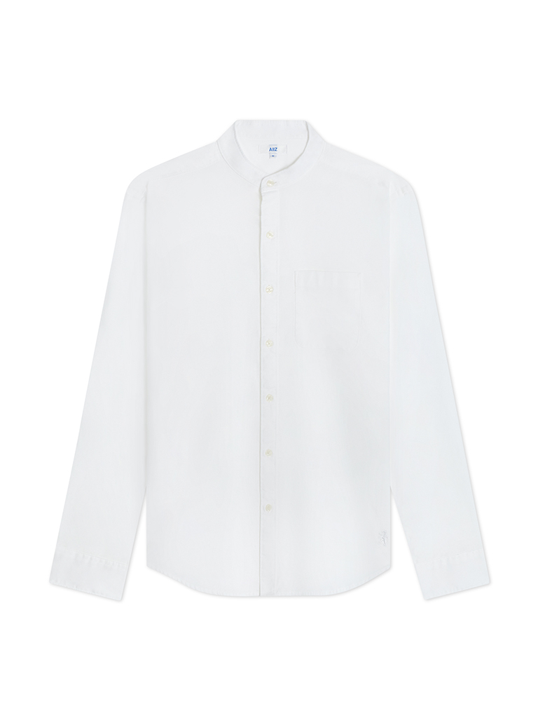 Men’s Oxford Mandarin Collar Long Sleeve Shirt