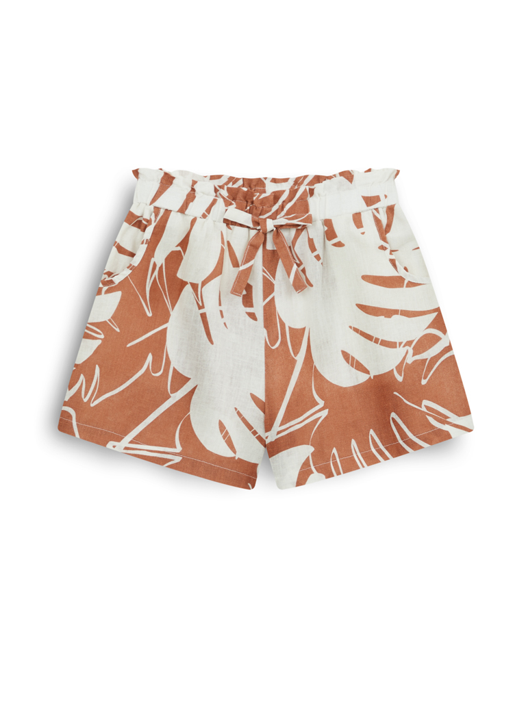 Girl's Printed Linen Blend Shorts