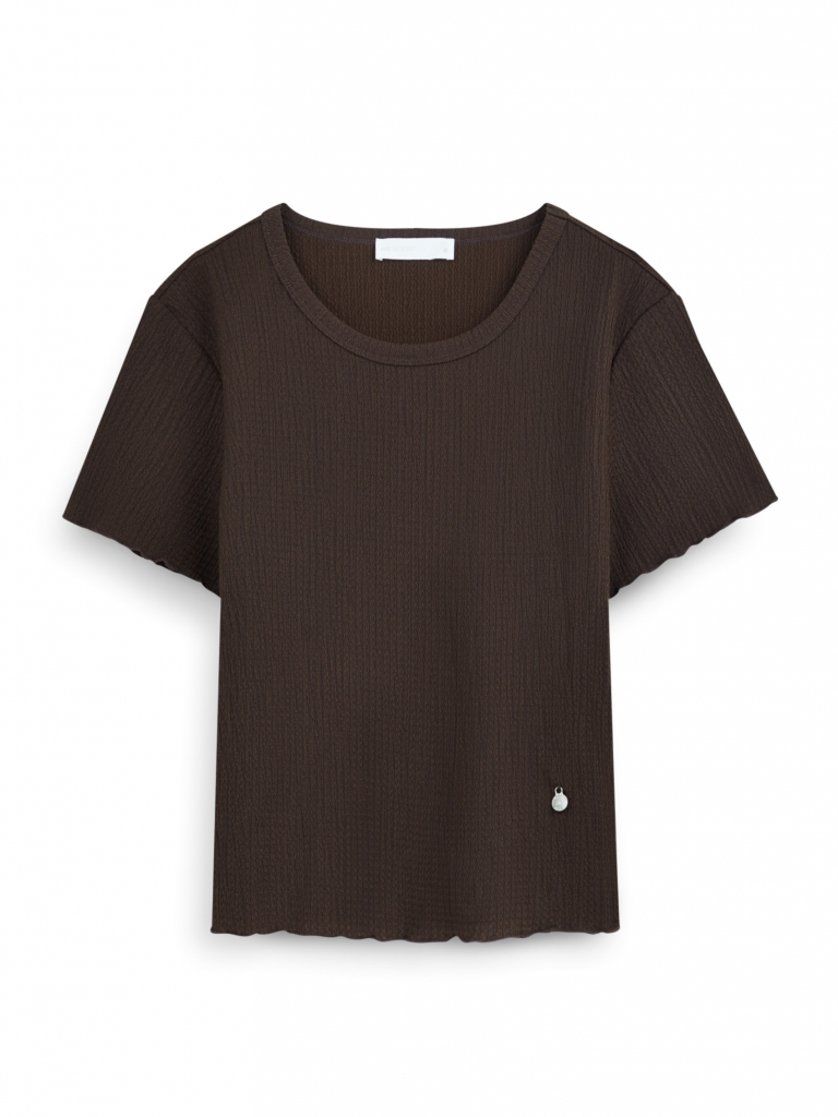 AIIZ เสื้อผู้หญิงแขนสั้นตัวสั้นผ้าย่น